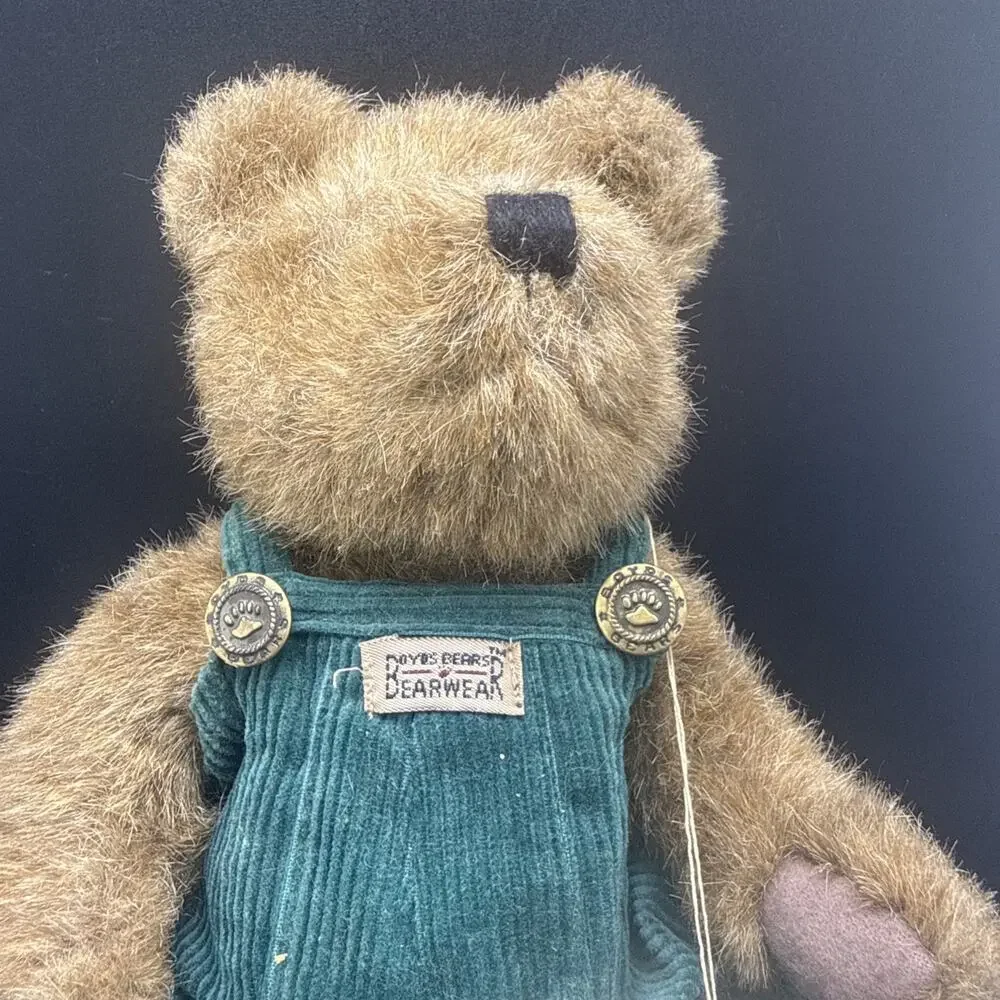 Vintage Boyds Bears Harrison Plush J.B. Bean Green BearWear Overalls Hang Tag